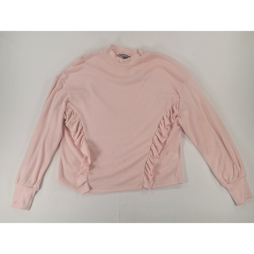 Freshman 1996 Ruffle Mock Neck Sweater Peach Whip NWT Women's Small Soft Cozy